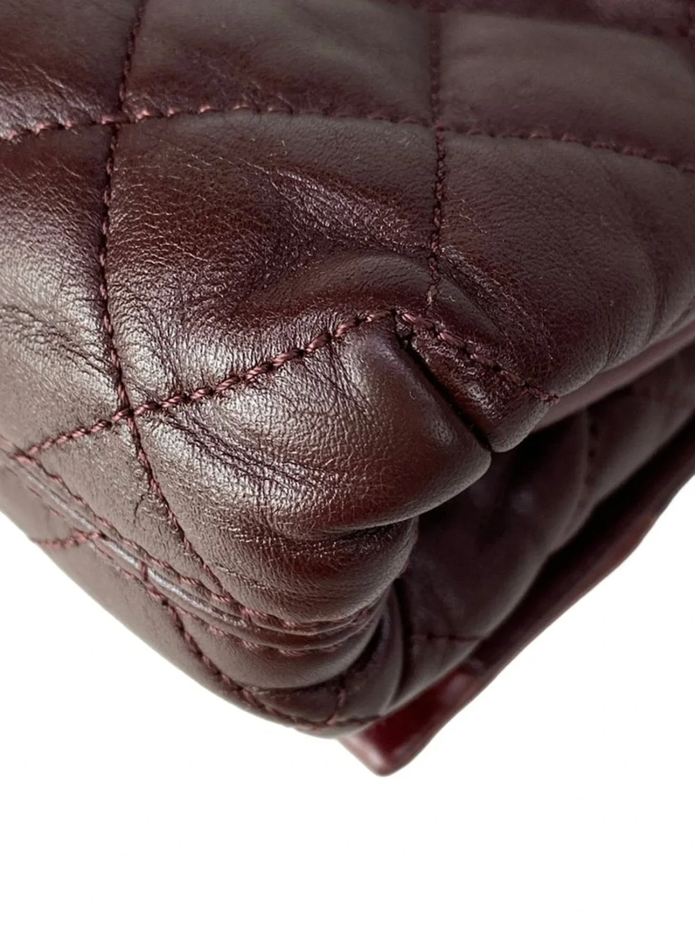 Authentic CHANEL Soft elegance quilted burgundy calf skin 2way bag